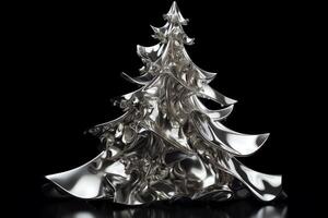stiliserade silver- jul träd. jul eve. ai genererad foto