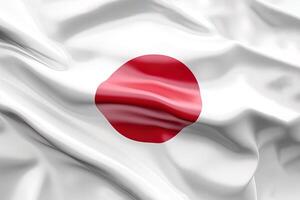 röd cirkel och vit bakgrund, vinka de nationell flagga av Japan, vinkade en i hög grad detaljerad närbild. ai genererad foto