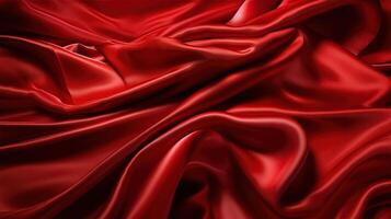 realistisk satin silke i röd Färg, ai genererad bild foto
