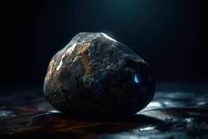 pudretite är en sällsynt dyrbar naturlig geologisk sten på en svart bakgrund i låg nyckel. ai genererad. foto