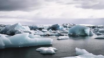 isberg flytande i jokulsarlon glaciär lagun, generat ai foto