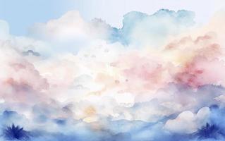 en skön vattenfärg abstrakt bakgrund terar blå, lila, och rosa, i de stil av realistisk blå himmel, himmel blå och vit, ljus grå och himmel blå, generera ai foto