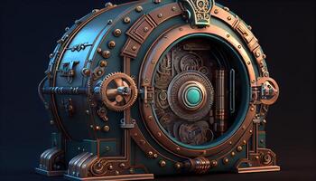 steampunk portal generator, digital konst illustration, generativ ai foto