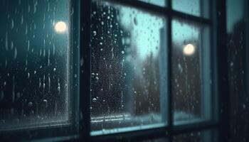 regndroppar på fönster, digital konst illustration, generativ ai foto