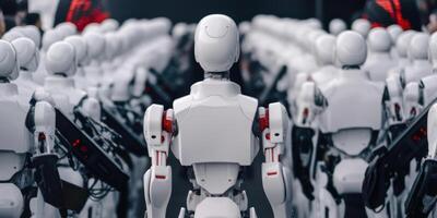 serie- produktion av robotar med artificiell intelligens generativ ai foto