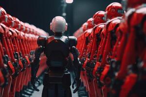 serie- produktion av robotar med artificiell intelligens generativ ai foto