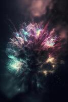 färgrik fyrverkeri exploderande i de natt himmel. generativ ai. foto