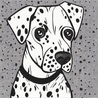 svart och vit teckning av en dalmatian hund. generativ ai. foto
