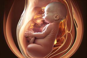 de bebis i de livmoder. utveckling. generativ ai foto