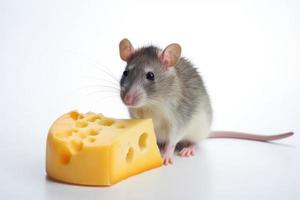 söt råtta nära ost. generera ai foto