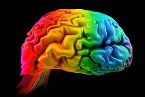 regnbåge mänsklig hjärna. generera ai foto