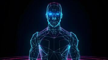 hologram mänsklig 3d modell illustration ,generativ ai foto
