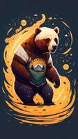 hand dragen panda i en t-shirt. vektor illustration. ai genererad foto