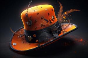 orange halloween hatt. generera ai foto