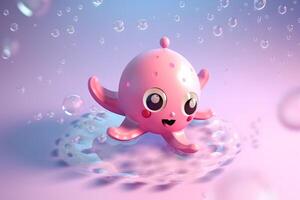 söt barn under vattnet karaktär i tecknad serie stil. neuralt nätverk ai genererad foto