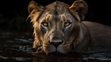 lejon kung isolerat på svart.. skapas med generativ ai foto