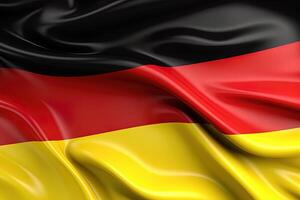 svart, röd, och guld bakgrund, vinka de nationell flagga av Tyskland, vinkade en i hög grad detaljerad närbild. ai genererad foto