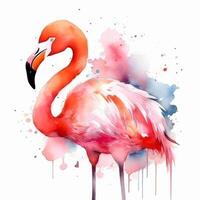 söt vattenfärg flamingo. illustration ai generativ foto