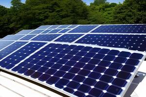 teknologi sol- cell, alternativ källa av elektricitet. begrepp av hållbar Resurser och förnybar energi. generativ ai. foto