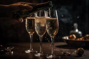 champagne rostat bröd för ny år firande. ai genererad foto