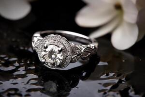 engagemang ringar symbolisera kärlek och äktenskap och smycka de brud ai genererad foto