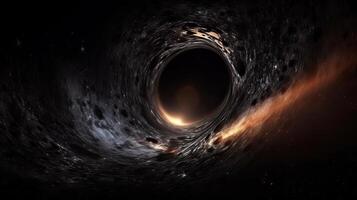 en Plats landskap med en svart hål, en svart hål den där sväljer allt i dess väg, generativ ai. foto