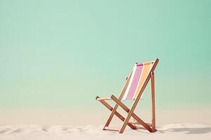 strand stol på tropisk strand. sommar semester begrepp. generativ ai foto