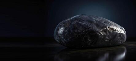 jeremejevite är en sällsynt dyrbar sten eremeite på en svart bakgrund. ai genererad. rubrik baner attrapp med Plats. foto