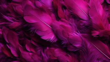 generativ ai, skön viva magenta rosa närbild fjädrar, fotorealistisk bakgrund. små fluffig rosa fjädrar slumpvis spridd formning foto