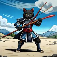 katt samuraj, skapas använder sig av generativ ai teknologi foto