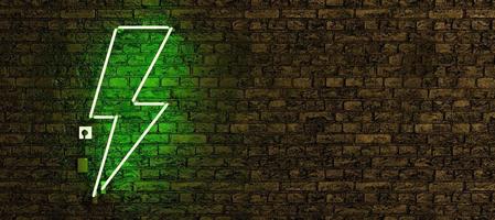 realistisk neonlampa med grön blixt symbol foto