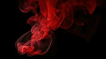 röd rök på svart bakgrund. abstrakt färgrik rök på svart bakgrund. foto