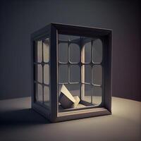 öppen fönster med en tom ark av papper i Det. 3d tolkning, ai generativ bild foto