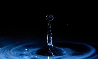 abstrakt bakgrund av blått vattenstänk fallande droppe på flytande våg foto