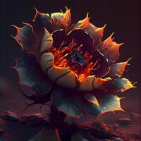 3d illustration av en fraktal blomma, digital konstverk för kreativ grafisk design, ai generativ bild foto