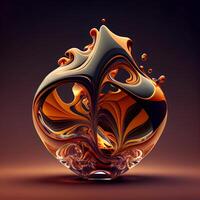 abstrakt 3d illustration av en glas vas med ett abstrakt mönster., ai generativ bild foto