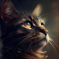 porträtt av en katt på en mörk bakgrund. årgång stil., ai generativ bild foto