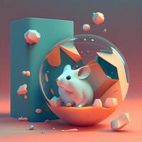vit mus i ett ägg skal. 3d tolkning, 3d illustration., ai generativ bild foto