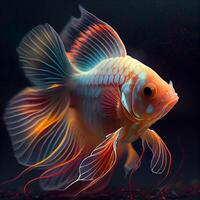 guld fisk, siamese stridande fisk, betta splendens, ai generativ bild foto