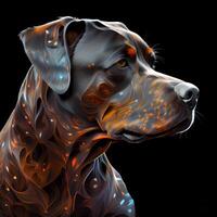 labrador retriever hund porträtt, digital målning på svart bakgrund, ai generativ bild foto