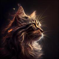 fantasi porträtt av en långhårig maine Coon katt., ai generativ bild foto