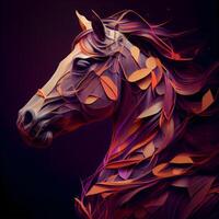 häst huvud med abstrakt färgrik bakgrund. illustration. eps 10, ai generativ bild foto