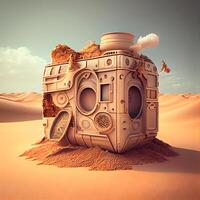 3d tolkning av en fantasi utomjording planet i de sand öken., ai generativ bild foto