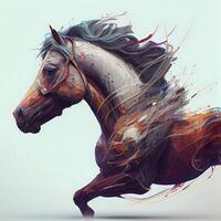 häst med abstrakt måla. illustration. kan vara Begagnade som en bakgrund, ai generativ bild foto