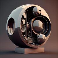 3d illustration av en runda metall högtalare med en massa av detaljer foto