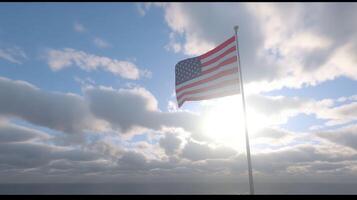 amerikan flagga Vinka stänga upp för minnesmärke dag eller 4:e av juli.. skapas med generativ ai foto