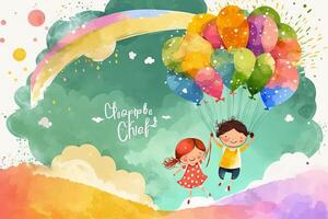 Lycklig internationell barns dag för barns firande, generativ ai foto
