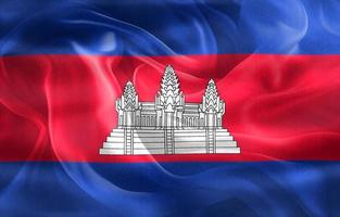 3D-illustration av en kambodja flagga - realistiska viftande tyg flagga foto