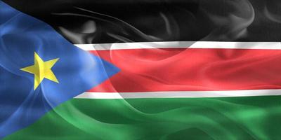 3D-illustration av en sydsudan flagga - realistiskt viftande tygflagga foto