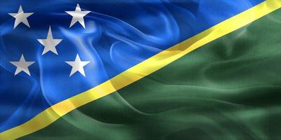 3D-illustration av en Salomonöarnas flagga - realistiskt viftande tygflagga foto